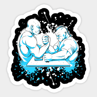 Two musclemen during arm wrestling Sticker